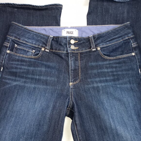 PAIGE Hidden Hills Blue Dark Wash Bootcut Denim Jeans - Picture 4 of 7